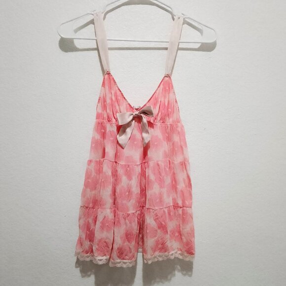 Victoria's Secret Vintage Babydoll Lingerie Unlined Sheer Mesh Floral Top size M - Picture 1 of 9